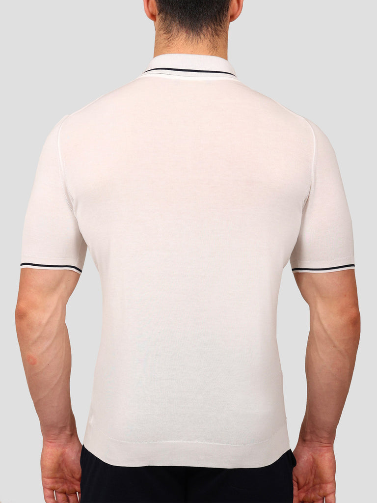 Svevo Maglia Polo con Zip 100% Cotone Makò Panna Affare Del Giorno