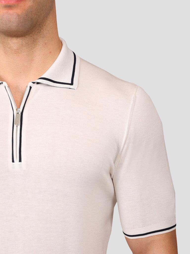 Svevo Maglia Polo con Zip 100% Cotone Makò Panna Affare Del Giorno
