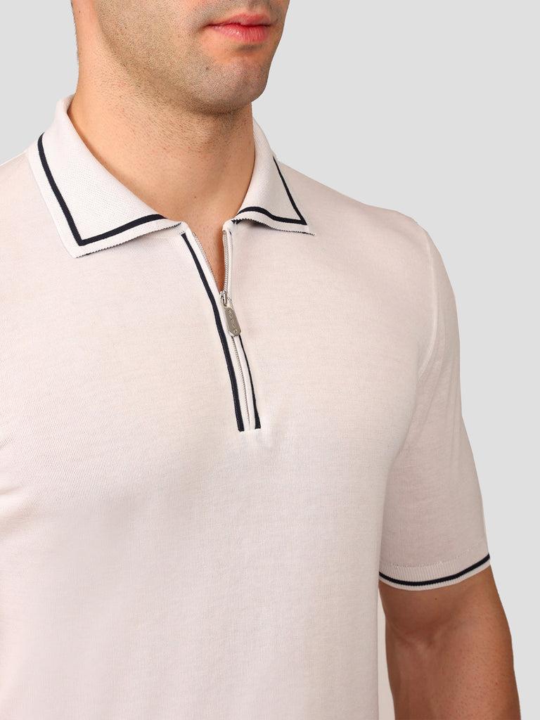 Svevo Maglia Polo con Zip 100% Cotone Makò Panna Affare Del Giorno