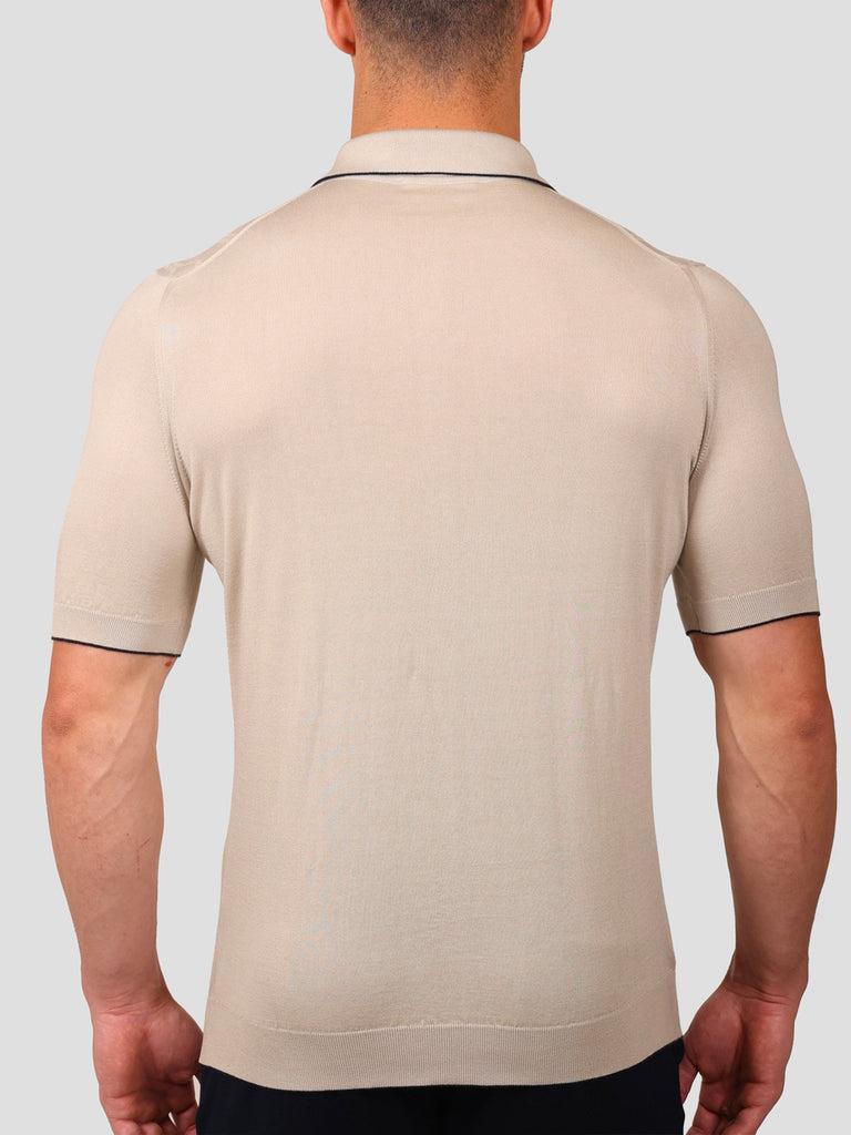 Svevo Maglia Polo con Zip 100% Cotone Supersoft Beige Prezzo Ridotto