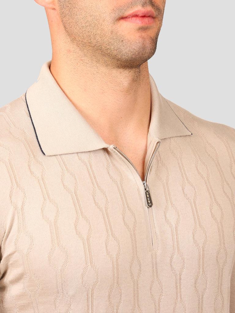 Svevo Maglia Polo con Zip 100% Cotone Supersoft Beige Prezzo Ridotto