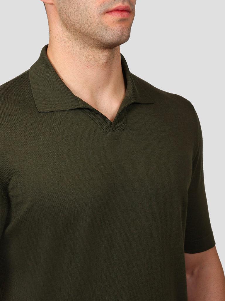 Svevo Polo scollo a V 100% Cotone Supersoft Verde Sottocosto