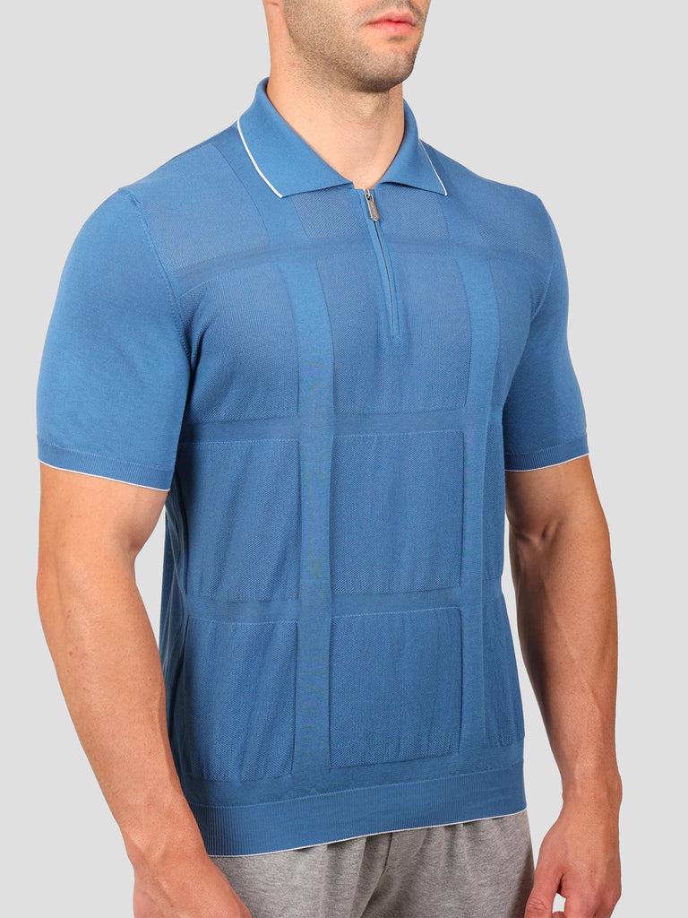 Svevo Maglia Polo con Zip 100% Cotone Makò Bluette Offerta