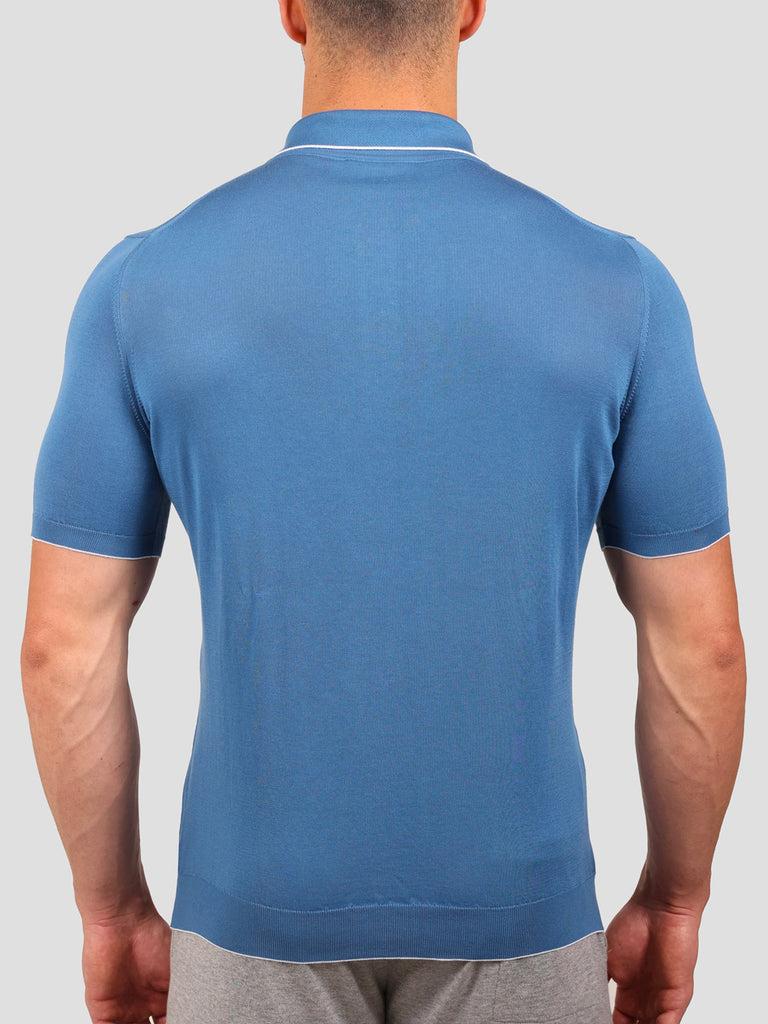 Svevo Maglia Polo con Zip 100% Cotone Makò Bluette Offerta