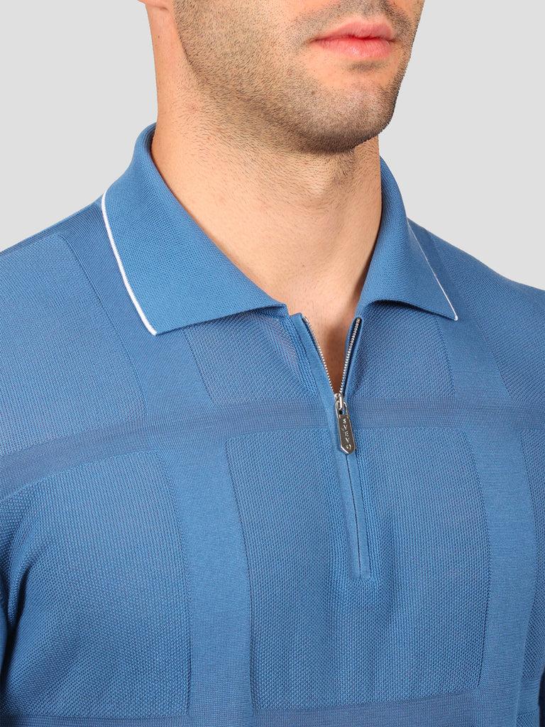 Svevo Maglia Polo con Zip 100% Cotone Makò Bluette Offerta
