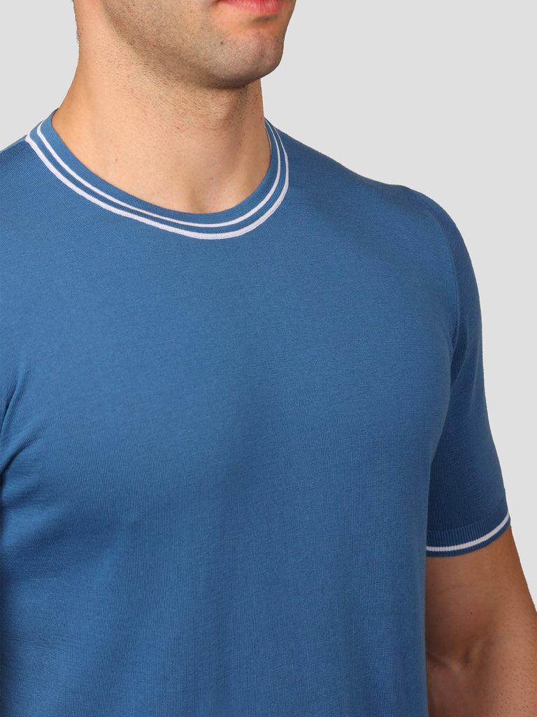 Svevo Maglia Girocollo 100% Cotone Makò Bluette Offerte