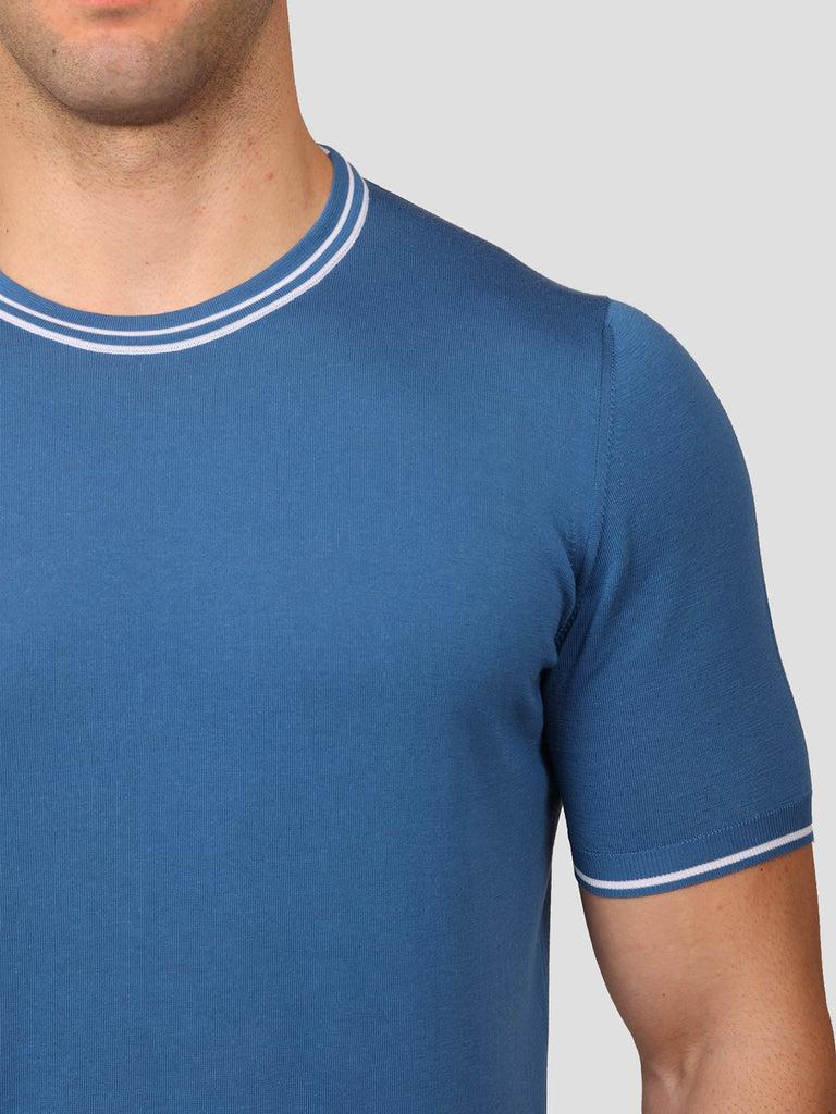 Svevo Maglia Girocollo 100% Cotone Makò Bluette Offerte