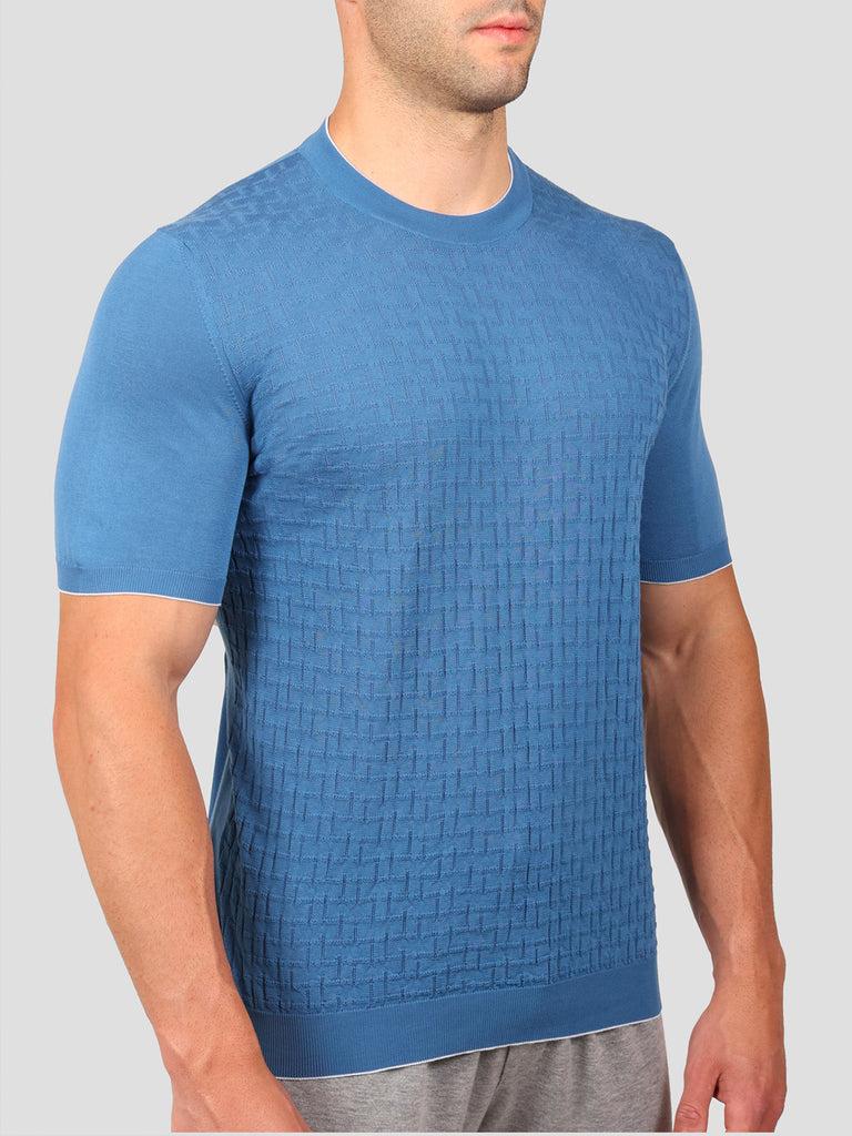 Svevo Maglia Girocollo 100% Cotone Makò Bluette Vendita Calda