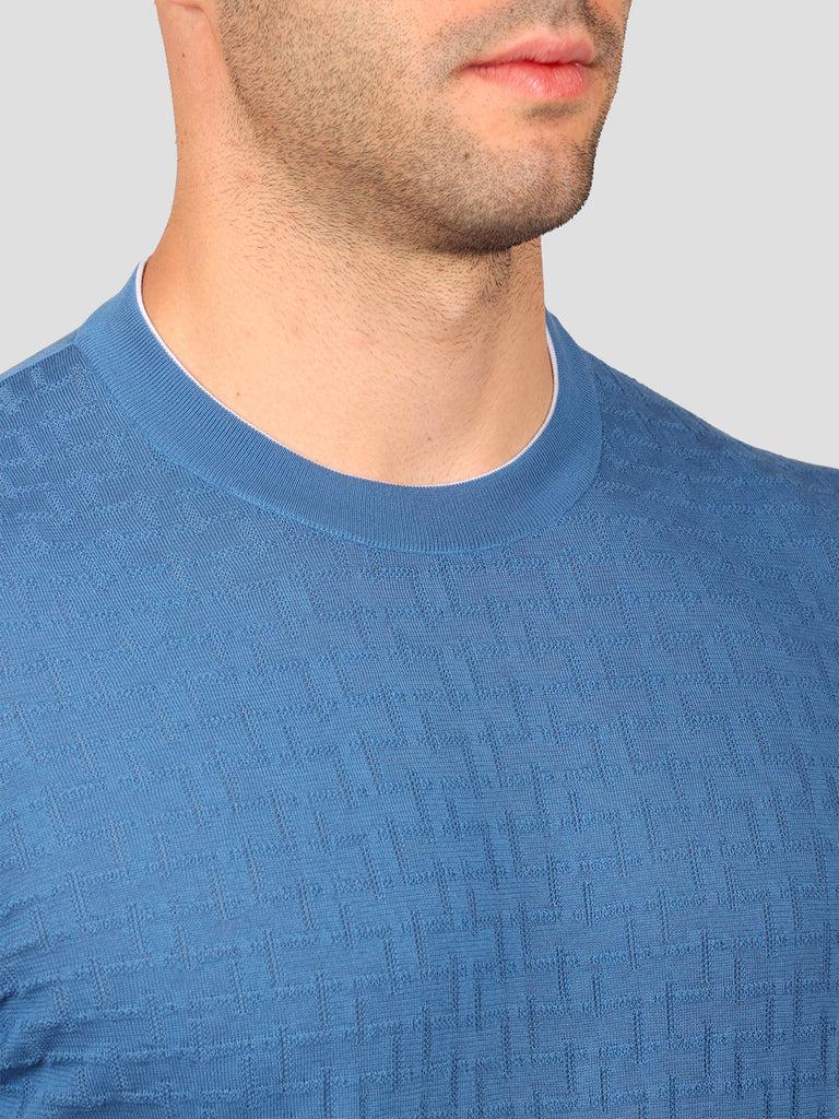 Svevo Maglia Girocollo 100% Cotone Makò Bluette Vendita Calda