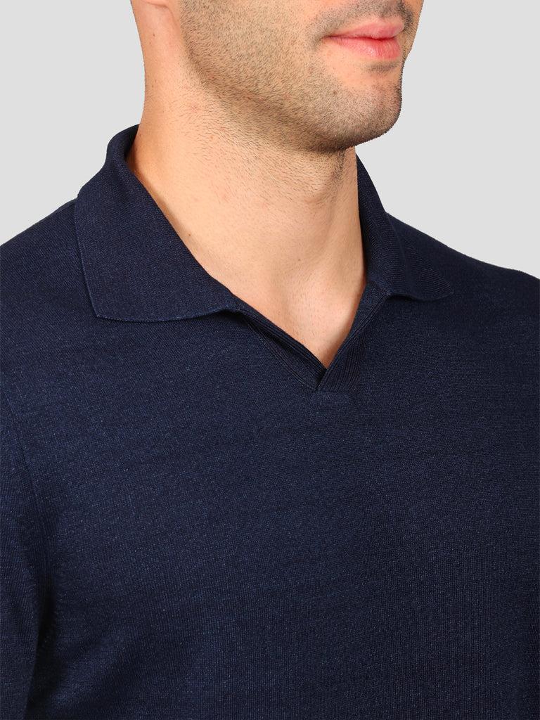 Svevo Maglia Scollo a V 100% Cotone Indaco Negozio
