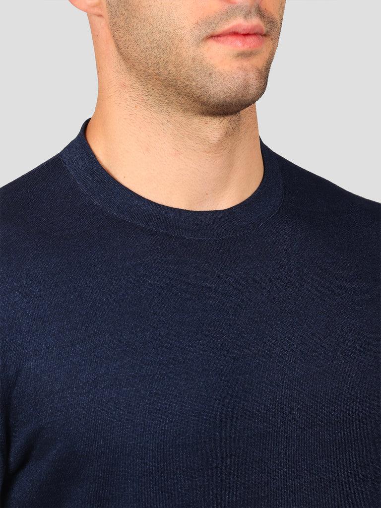 Svevo Maglia Girocollo 100% Cotone Indaco In Saldo