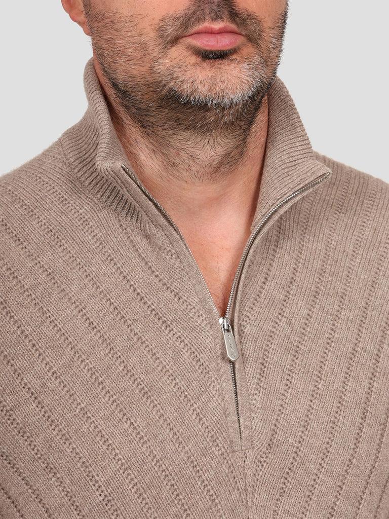 Svevo Lupetto con zip 100% Lana Marrone Prezzo Ridotto