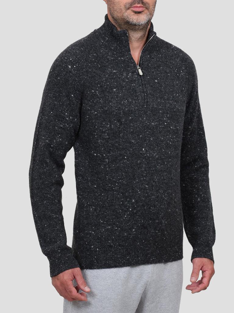 Svevo Lupetto con zip Lana Cashmere e Poliammide Antracite Sottocosto