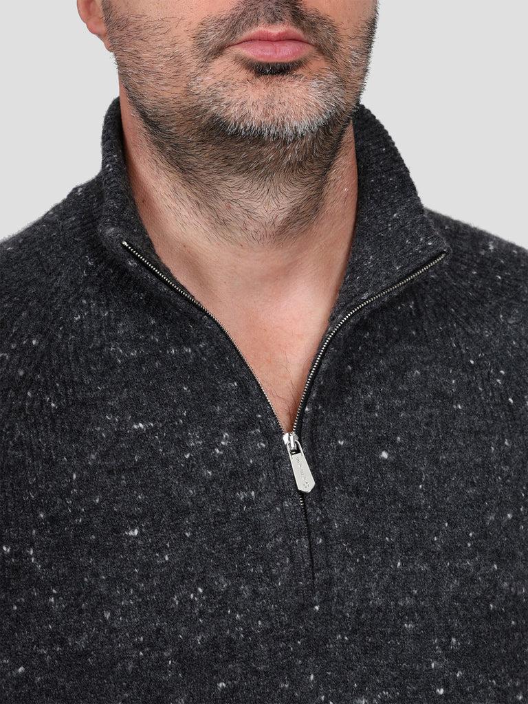 Svevo Lupetto con zip Lana Cashmere e Poliammide Antracite Sottocosto