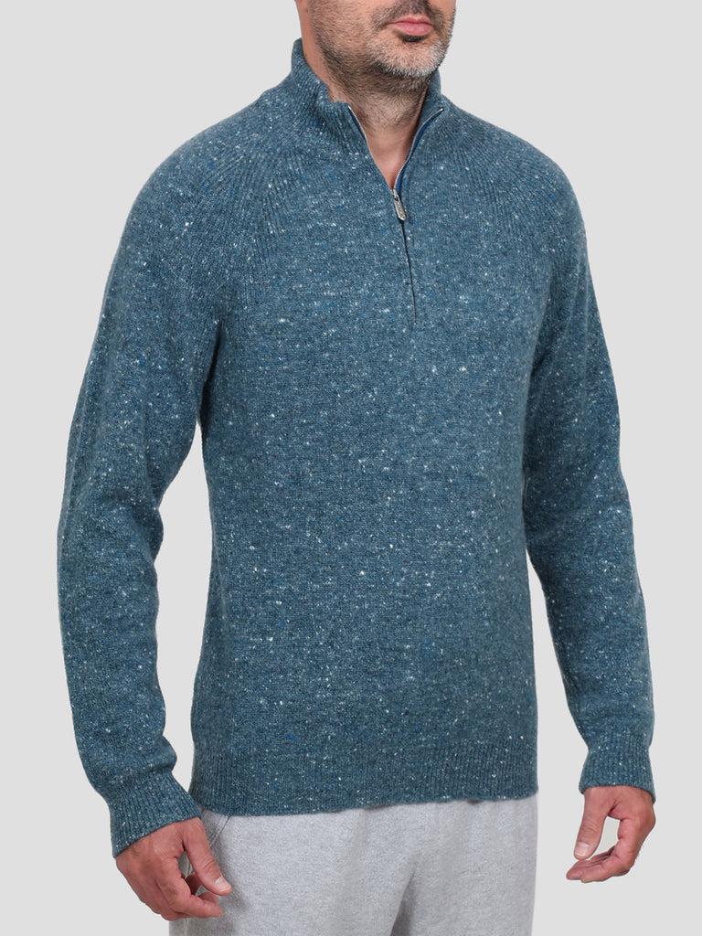 Svevo Lupetto con zip Lana Cashmere e Poliammide Blu Convenienza