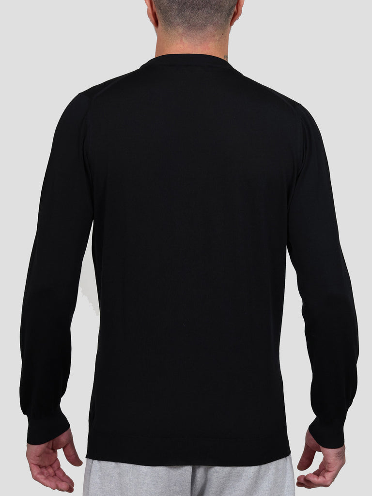 Svevo Maglia Girocollo Lana Merino Superfine 160's Nera Offerta
