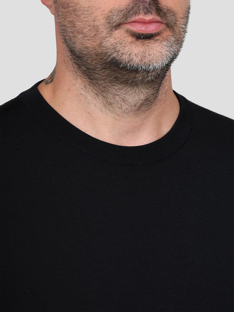 Svevo Maglia Girocollo Lana Merino Superfine 160's Nera Offerta