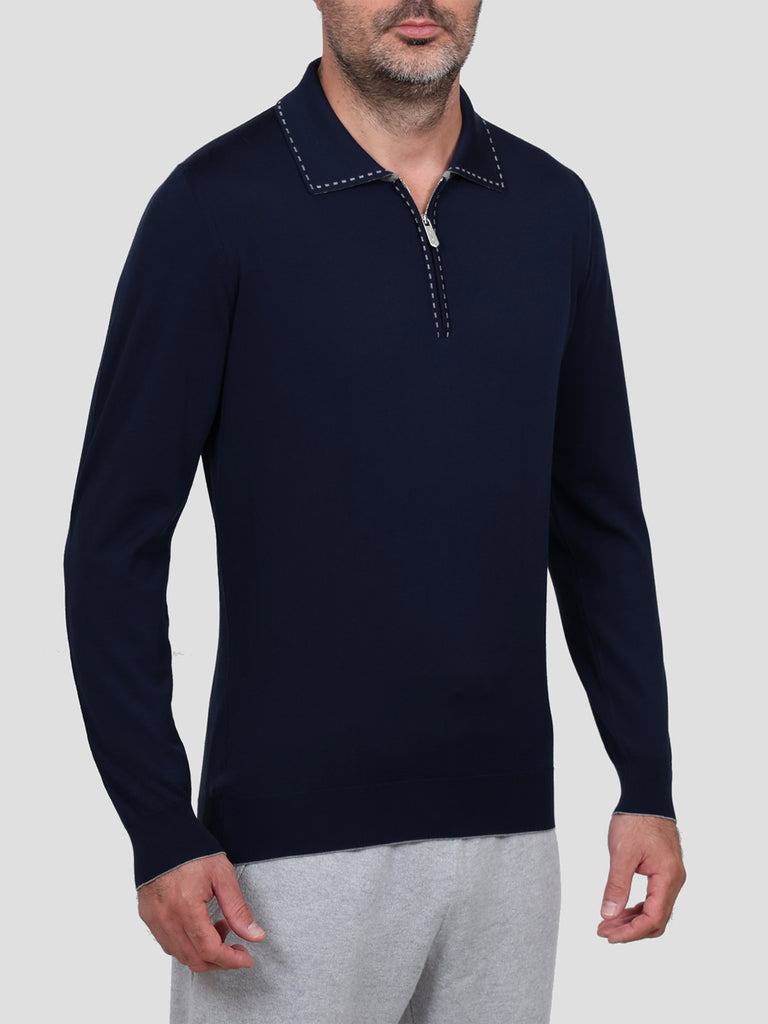 Svevo Maglia Polo Lana Merino Superfine 160's Blu Economico