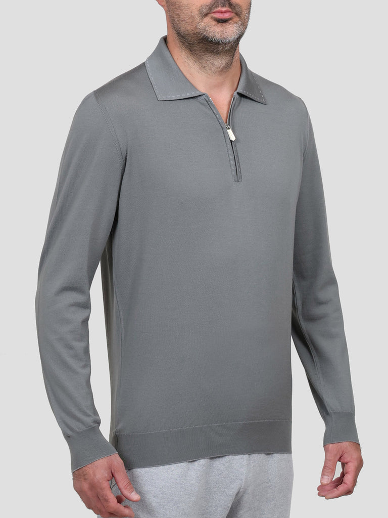 Svevo Maglia Polo Lana Merino Superfine 160's Grigia Outlet