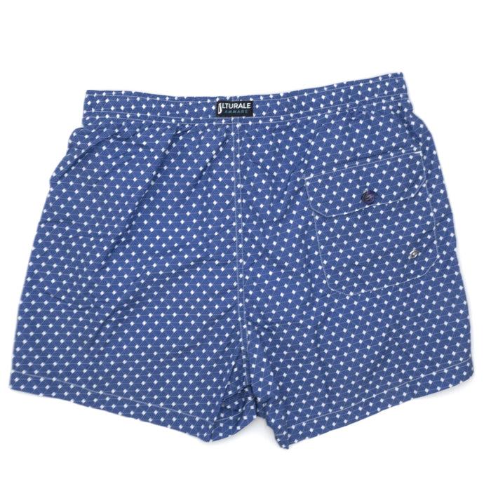 Ulturale Costume con pattern geometrico quadrato blu e bianco – Ulturale Soddisfazione Garantita