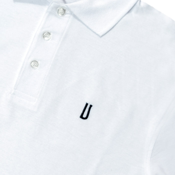 Ulturale Polo bianca con logo Ulturale blu in 100% cotone - Ulturale Qualità Garantita