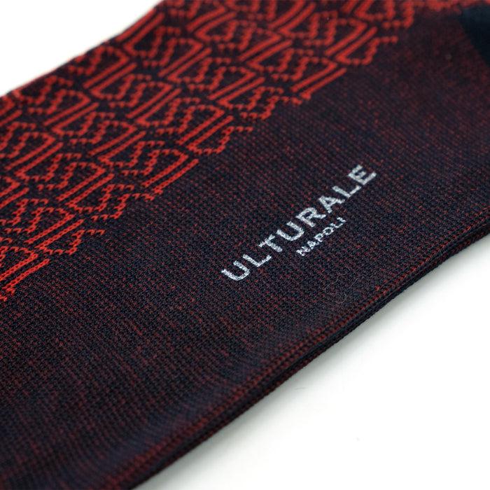 Ulturale Calza blu con pattern Ulturale rosso 100% cotone filoscozia - Ulturale Acquista Ora