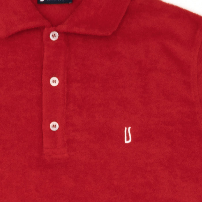 Ulturale Polo in spugna rossa con logo Ulturale bianco in 100% cotone - Ulturale Fino Al -60%