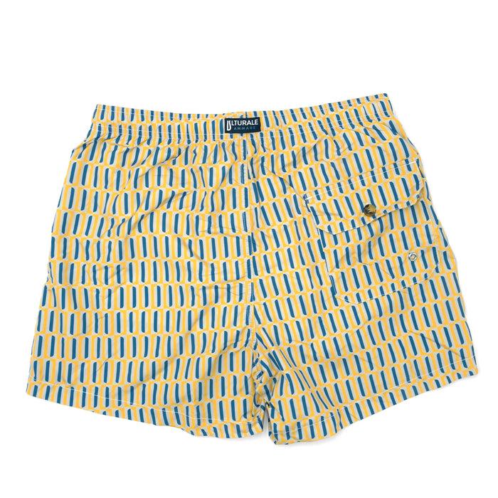 Ulturale Costume con pattern geometrico verticale giallo e blu – Ulturale Affare Del Giorno