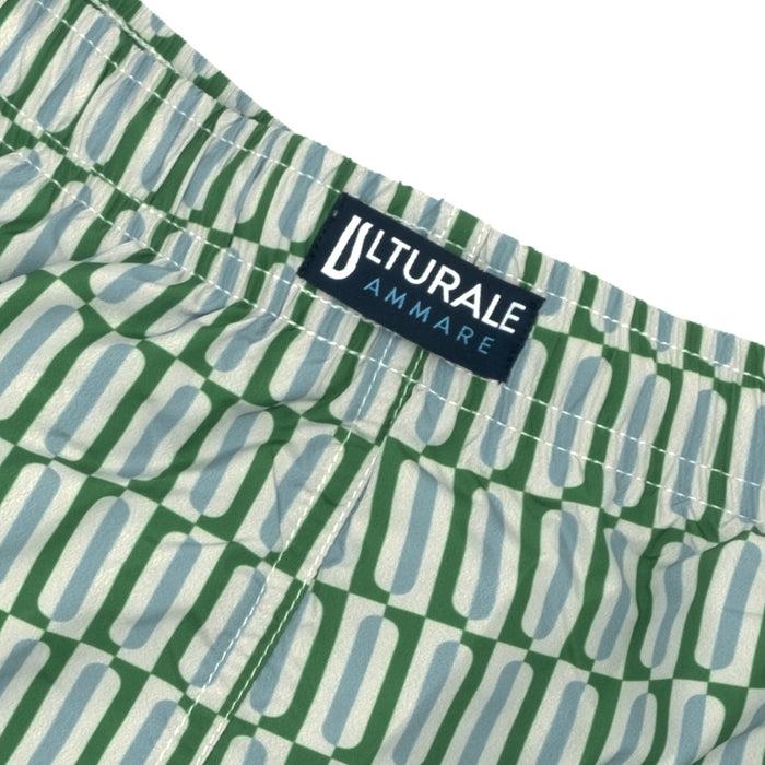 Ulturale Costume con pattern geometrico verticale verde e azzurro – Ulturale In Vendita