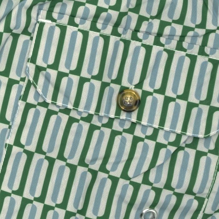 Ulturale Costume con pattern geometrico verticale verde e azzurro – Ulturale In Vendita