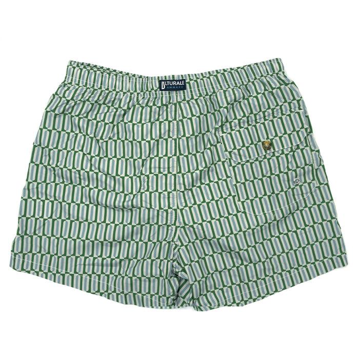 Ulturale Costume con pattern geometrico verticale verde e azzurro – Ulturale In Vendita