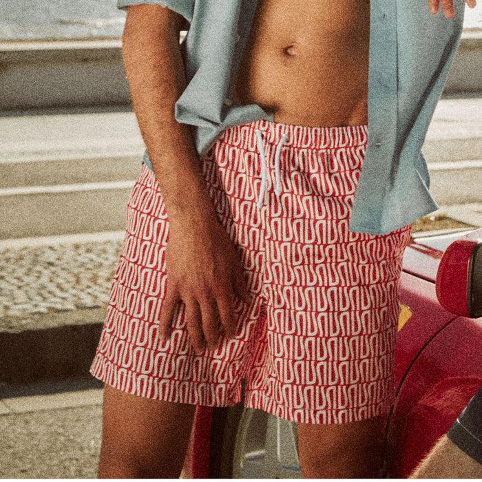 Ulturale Costume rosso con pattern Ulturale bianco – Ulturale Vendita Economica