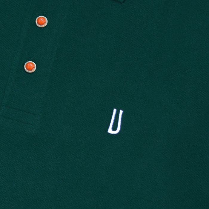 Ulturale Polo verde con bottoni in corallo e argento in 100% cotone - Ulturale Negozio