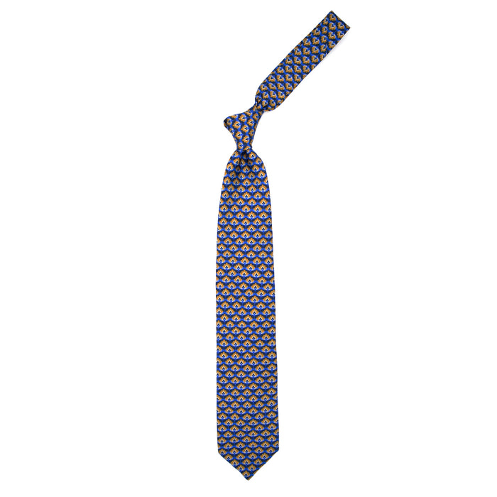 Ulturale Cravatta azzurro chiaro con pattern blu e arancione in seta – Ulturale Promozione Limitata