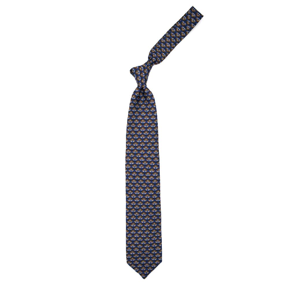 Ulturale Cravatta azzurra con pattern blu marrone e crema in seta – Ulturale Fino Al -60%