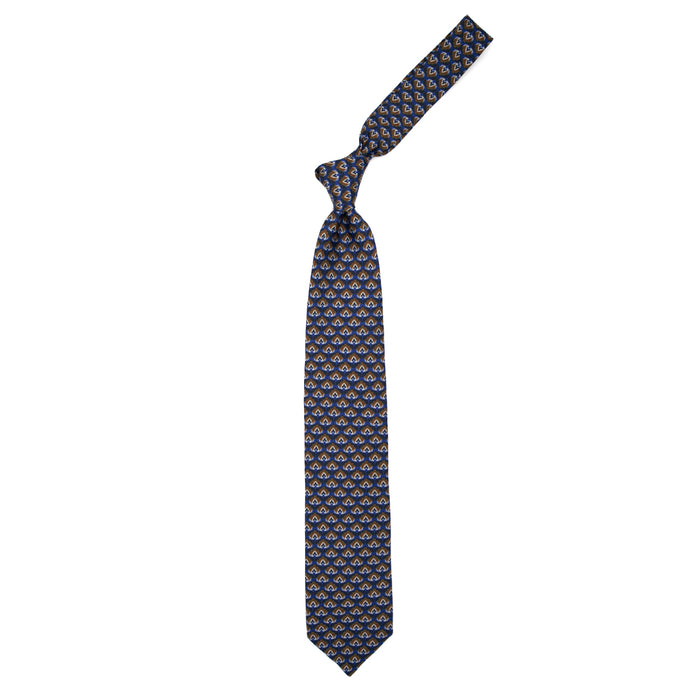 Ulturale Cravatta azzurra con pattern blu marrone e crema in seta – Ulturale Fino Al -60%