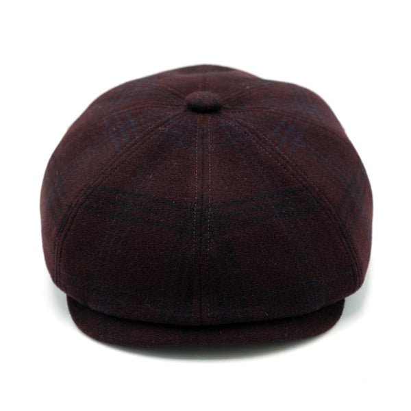Ulturale Coppola 8 spicchi in lana con fantasia tartan bordeaux e fodera interna di seta con pattern Ulturale burgundy - Ulturale Vendita