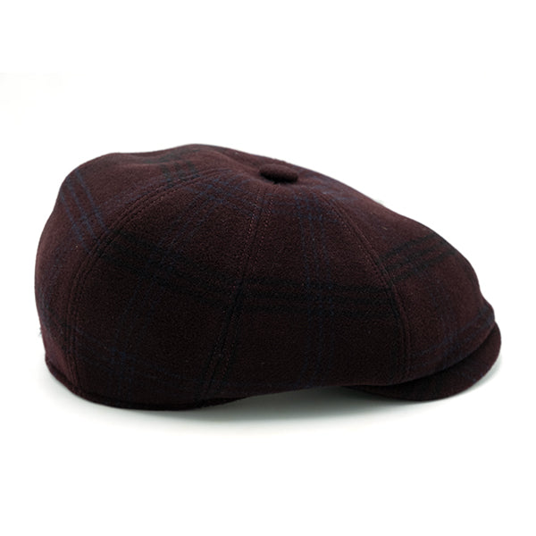 Ulturale Coppola 8 spicchi in lana con fantasia tartan bordeaux e fodera interna di seta con pattern Ulturale burgundy - Ulturale Vendita