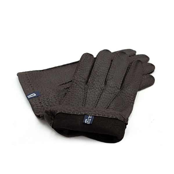 Ulturale Guanti uomo marrone scuro in peccary sfoderato con cashmere interno - Ulturale Soddisfazione Garantita
