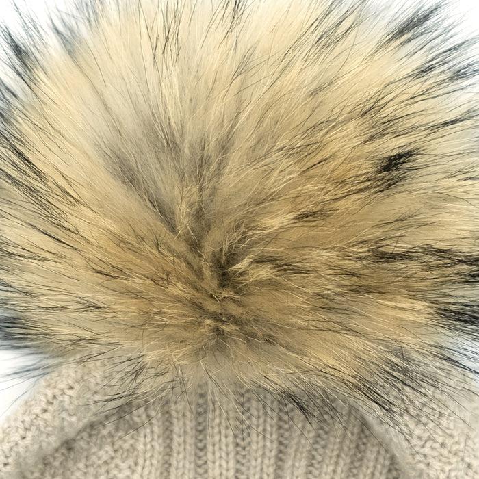 Ulturale Cappellino donna beige 100% cashmere con pon-pon in volpe – Ulturale Shopping Online