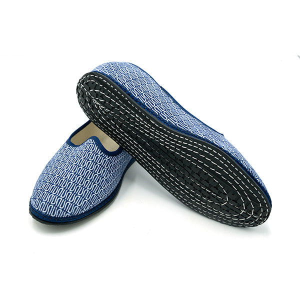 Ulturale Furlane blu con pattern Ulturale bianco e bordo blu in 100% velluto di cotone - Ulturale Affare Del Giorno