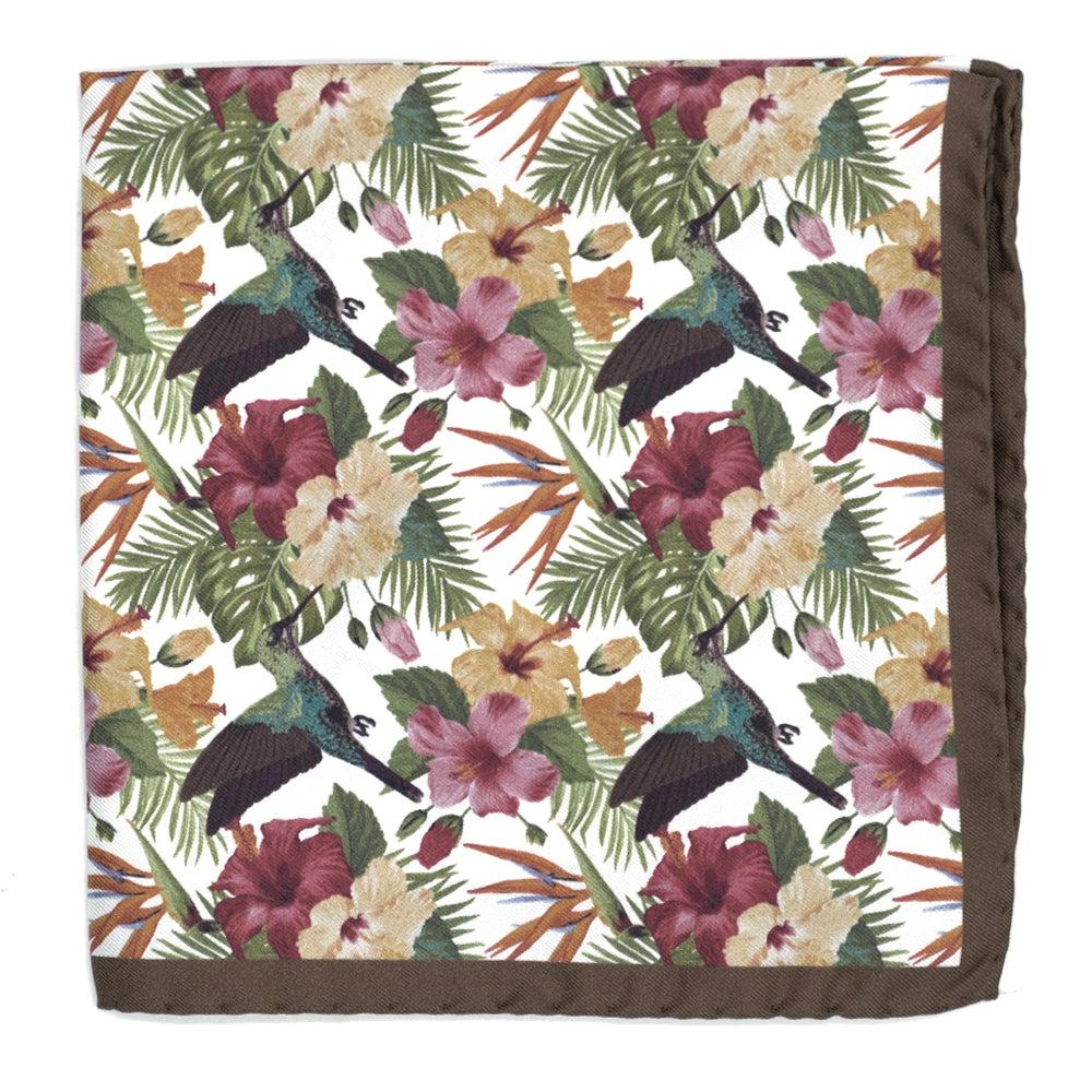 Ulturale Pochette fondo bianco con fiori colorati in 100% seta - Ulturale Offerta
