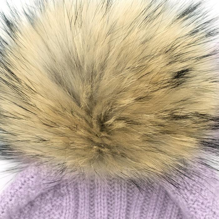 Ulturale Cappellino donna lilla 100% cashmere con pon-pon in volpe – Ulturale Vendita Calda