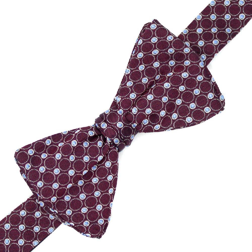 Ulturale Papillon bordeaux con cerchi grigi e pallini azzurri in 100% seta - Ulturale 2025