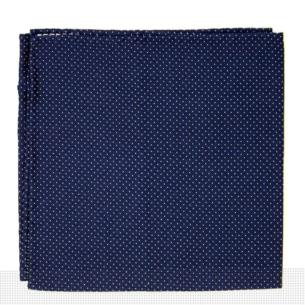 Ulturale Pochette blu con punto a spillo bianco in 100% seta - Ulturale Vendita