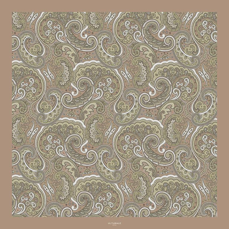 Ulturale Foulard Paisley Beige in 100% seta - Ulturale Spedizione Gratuita