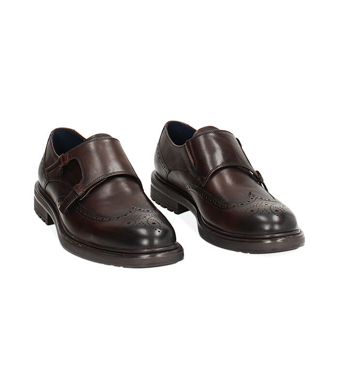 Valerio 1966 Stringate monk-strap moro in pelle | Valerio 1966 Affare Del Giorno