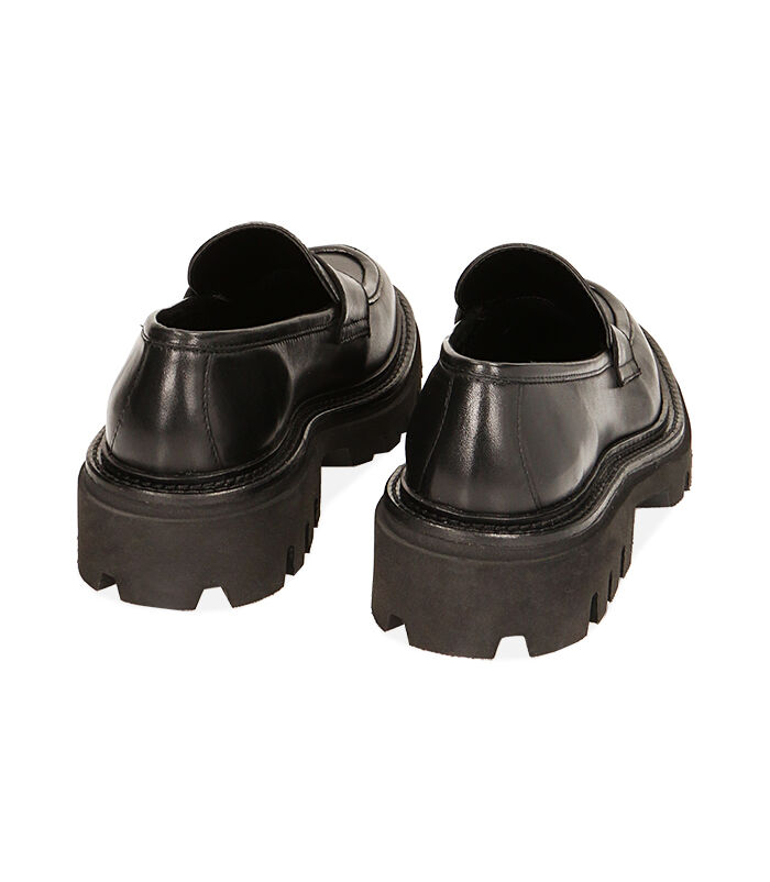 Valerio 1966 Mocassini donna chunky in pelle nera tacco 4 8 cm | Valerio 1966 Sconto di tempo limitato