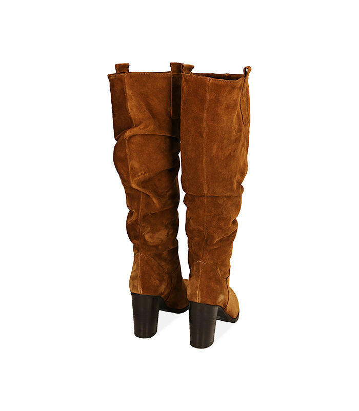Valerio 1966 Stivali donna cognac in camoscio tacco 9 cm 50% di sconto per tempo limitato