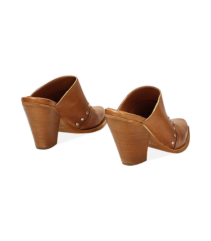 Valerio 1966 WOMEN SHOES SABOT LEATHER COGN Qualità Garantita